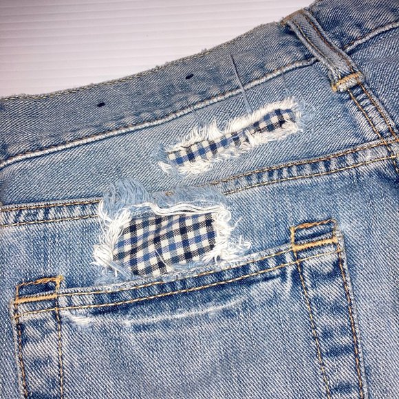 American Eagle Distressed Patched Bootcut Jeans Size29x28 - Picture 4 of 11